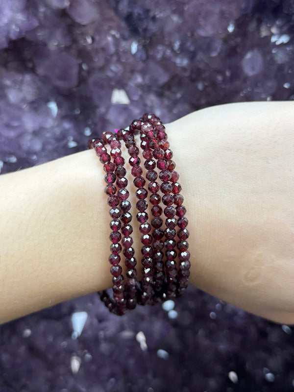 Faceted Garnet Bracelet - 4mm