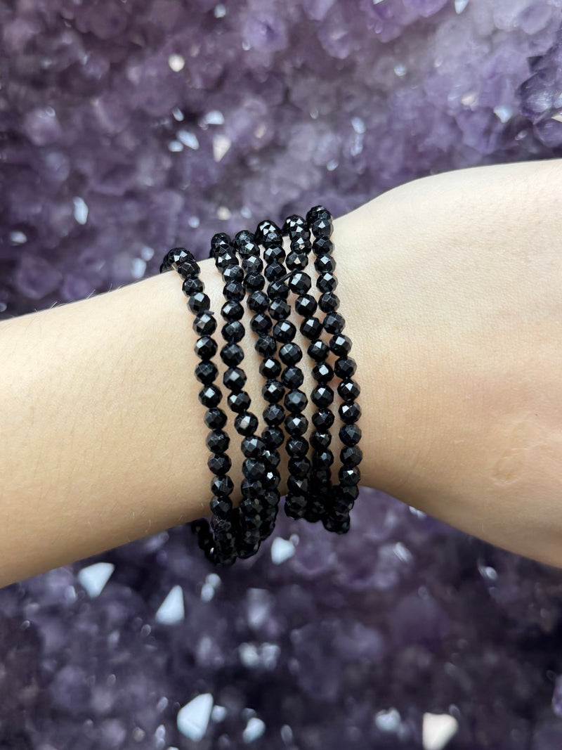 Faceted Black Tourmaline Bracelet - 4mm