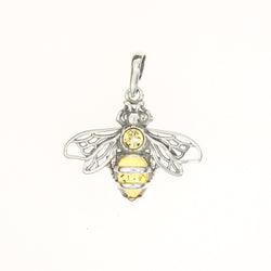 Citrine Amber Sterling Silver Bee Pendant