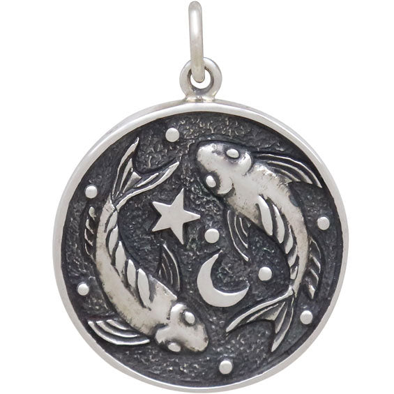 Sterling Silver Astrology Pisces Pendant 24x18mm