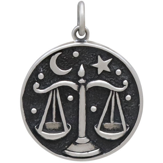 Sterling Silver Astrology Libra Pendant 24x18 mm