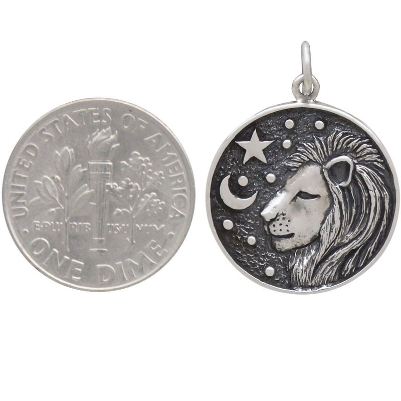Sterling Silver Astrology Leo Pendant 24x18mm