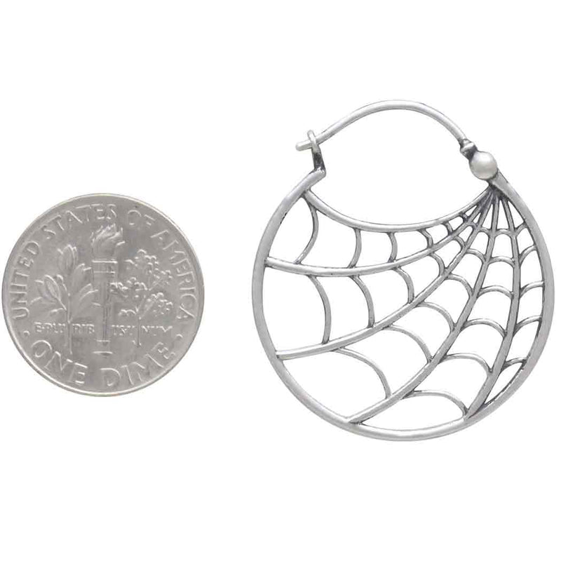 Sterling Silver Spiderweb Hoop Earring