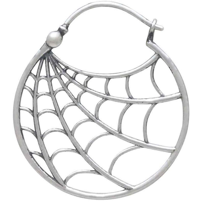 Sterling Silver Spiderweb Hoop Earring
