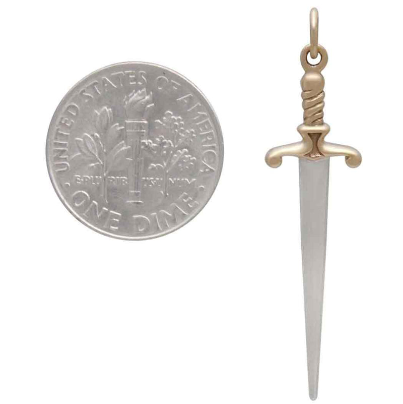 Sterling Silver Sword Pendant with Bronze Handle