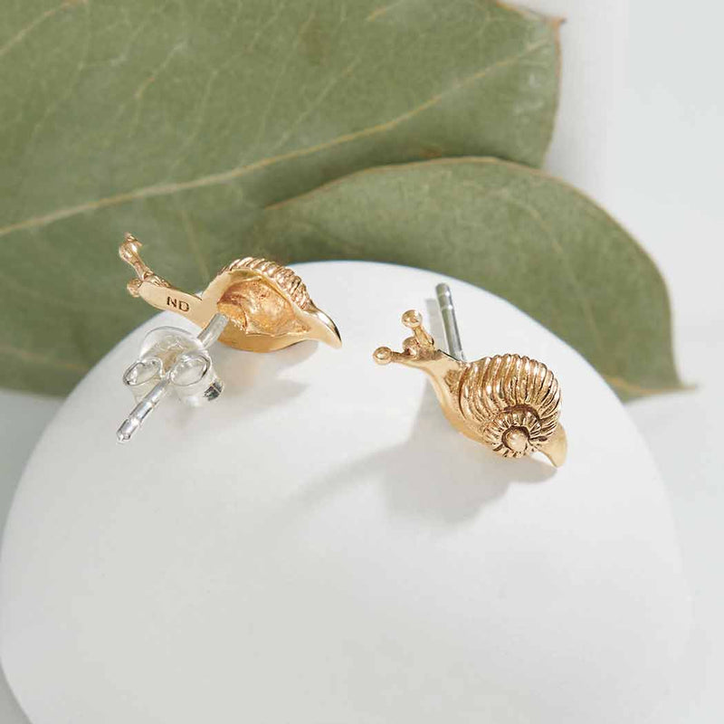 Bronze Tiny Snail Post Earrings