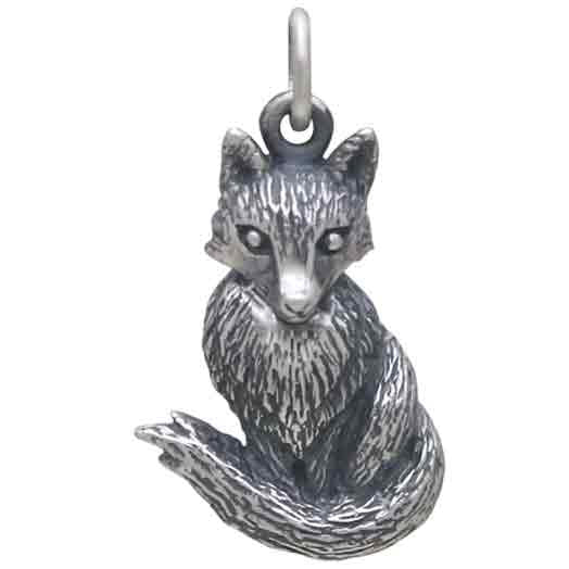 Sterling Silver Dimensional Sitting Fox Charm