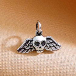 Sterling Silver Mini Winged Skull Charm