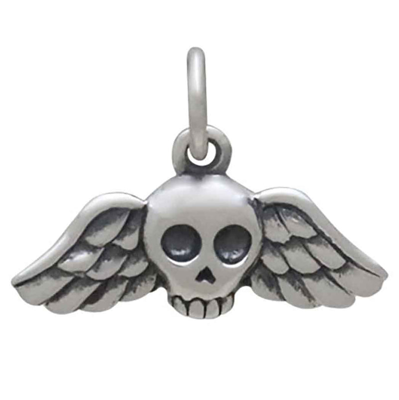 Sterling Silver Mini Winged Skull Charm