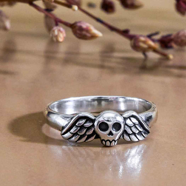 Sterling Silver Winged Skull Ring