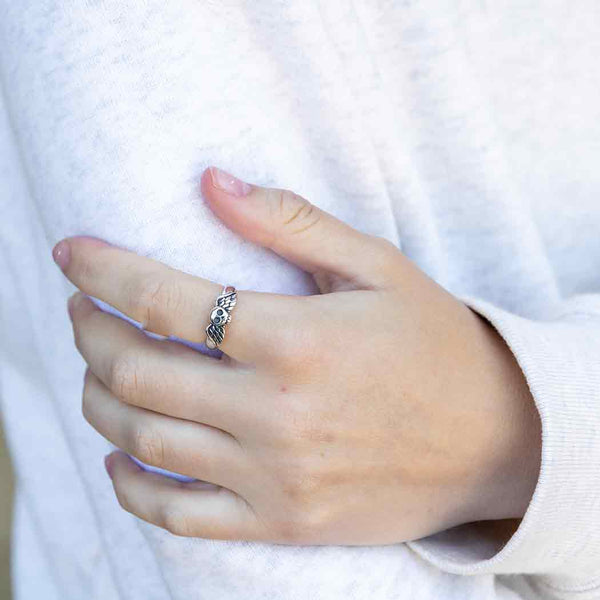 Sterling Silver Winged Skull Ring