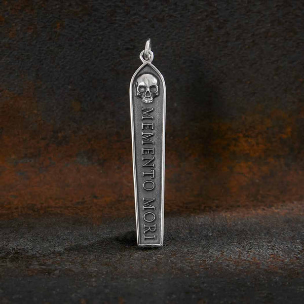 Sterling Silver Memento Mori Bar Pendant