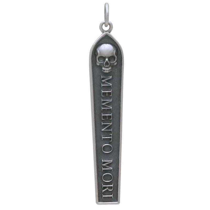 Sterling Silver Memento Mori Bar Pendant