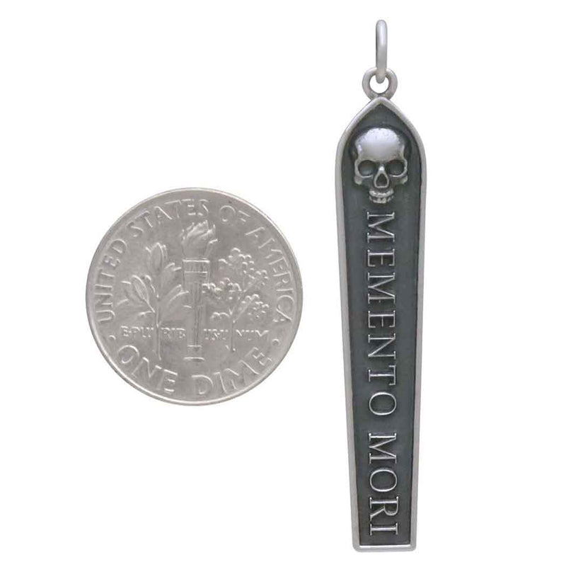 Sterling Silver Memento Mori Bar Pendant