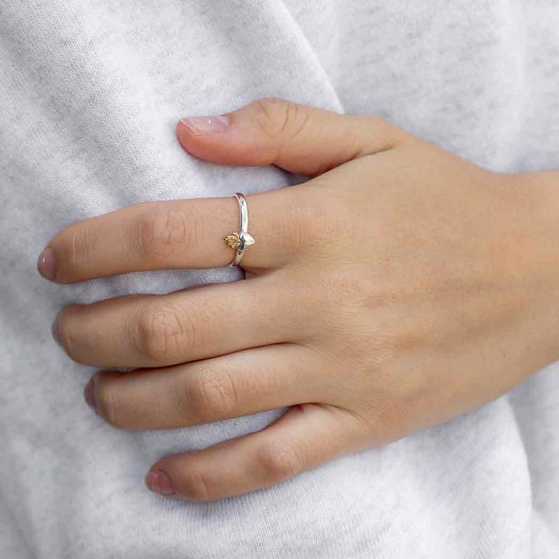 Mixed Metal Flaming Heart Ring