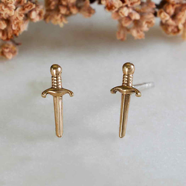 Bronze Mini Dagger Post Earrings