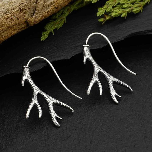 Sterling Silver Antler Hook Earrings