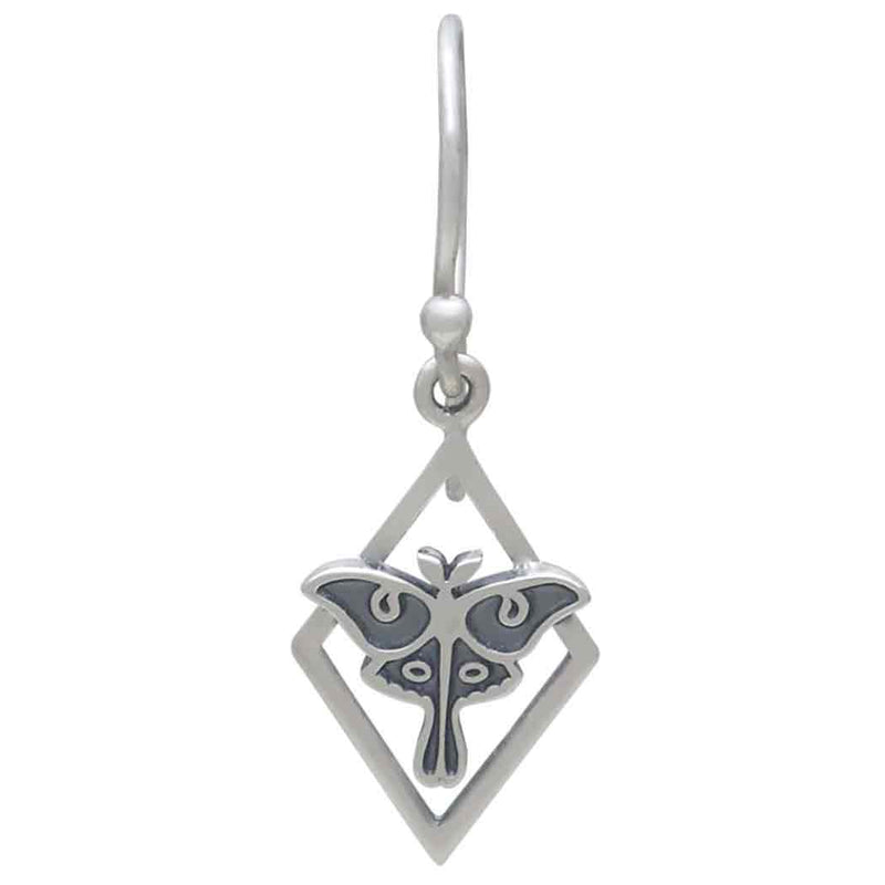 Sterling Silver Geometric Luna Moth Dangle Earrings