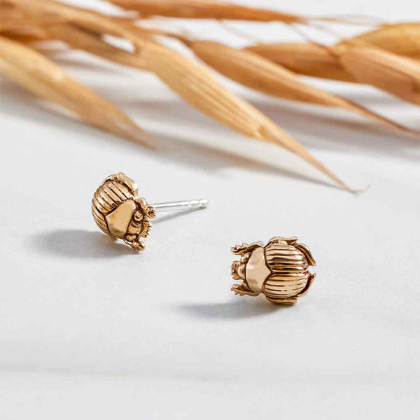 Bronze Scarab Post Earrings