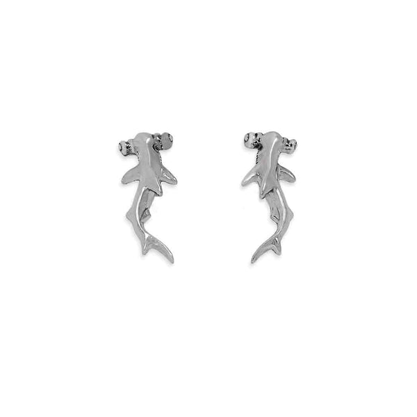 Sterling Silver Tiny Hammerhead Shark Post Earrings