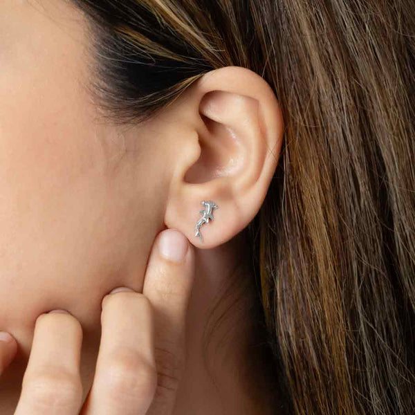 Sterling Silver Tiny Hammerhead Shark Post Earrings