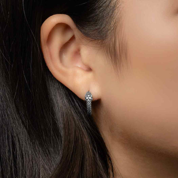 Sterling Silver Ouroboros Huggie Hoop Earrings