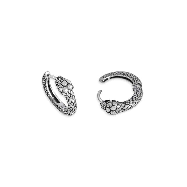 Sterling Silver Ouroboros Huggie Hoop Earrings