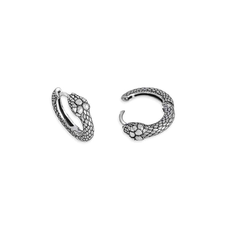 Sterling Silver Ouroboros Huggie Hoop Earrings