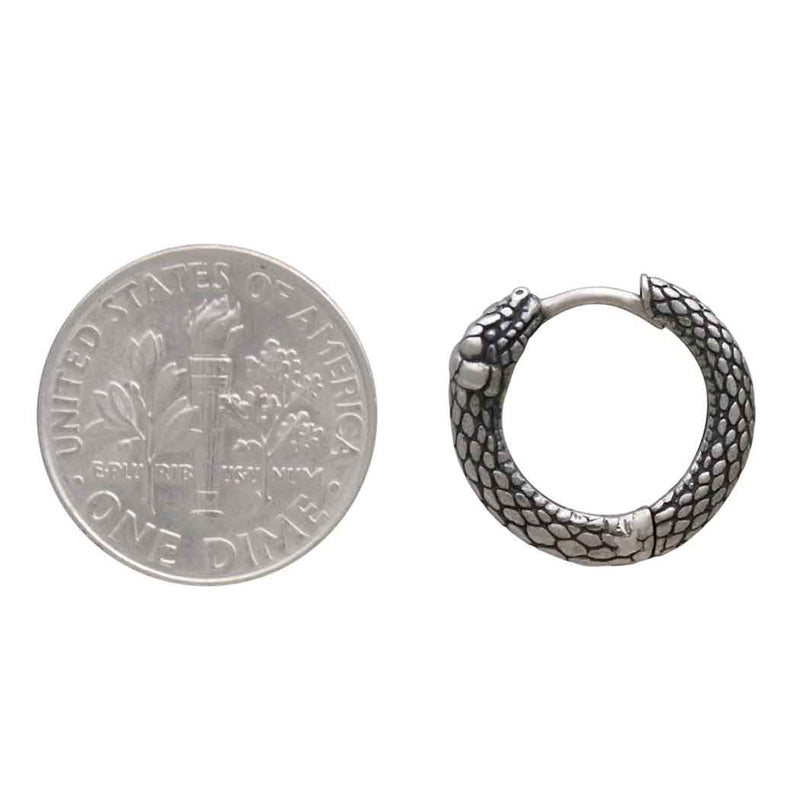 Sterling Silver Ouroboros Huggie Hoop Earrings