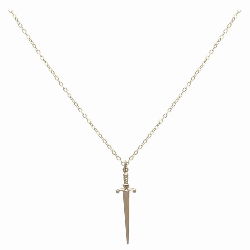 Bronze Sword Necklace with Gold Fill Chain