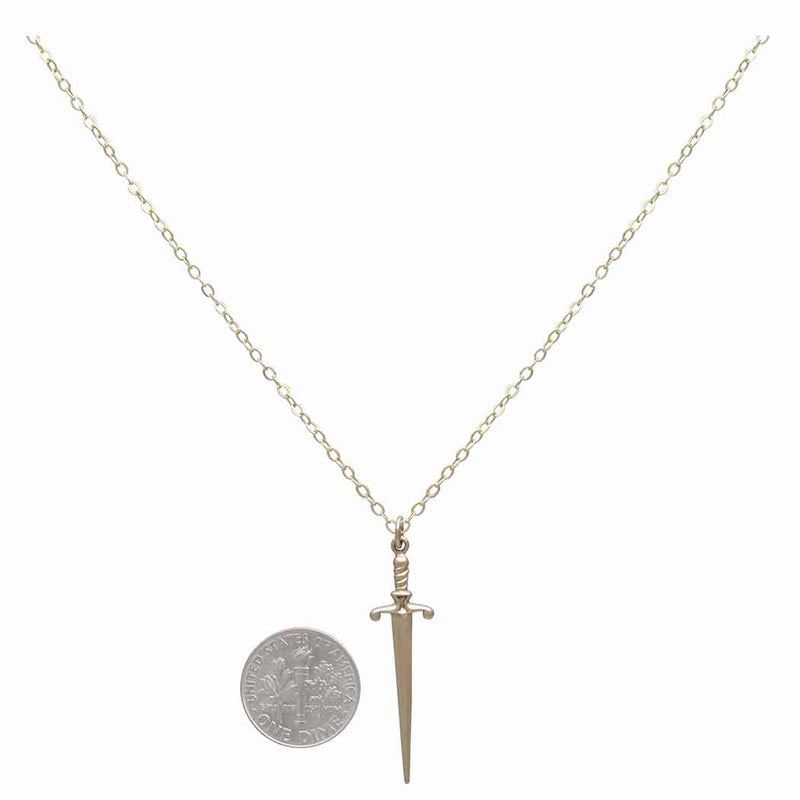 Bronze Sword Necklace with Gold Fill Chain