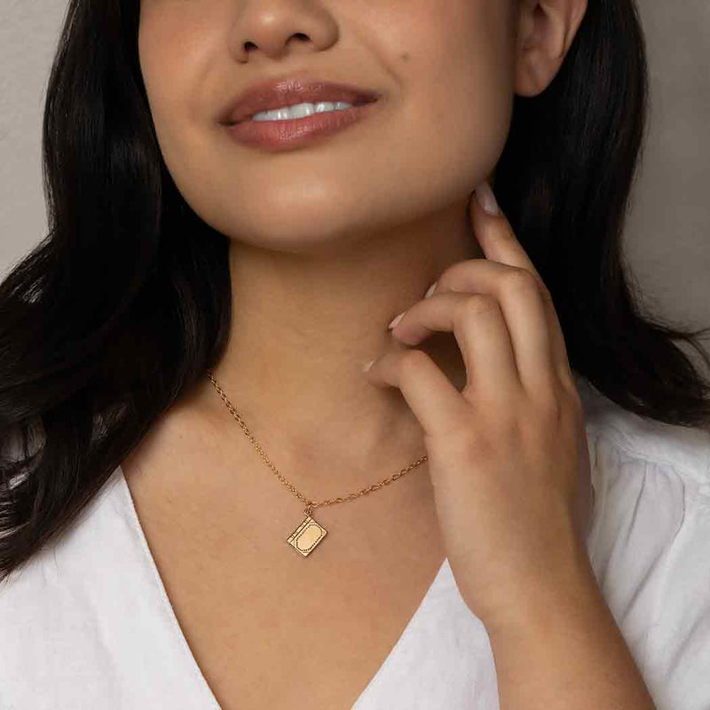 Bronze Book Necklace with Gold Fill Chain