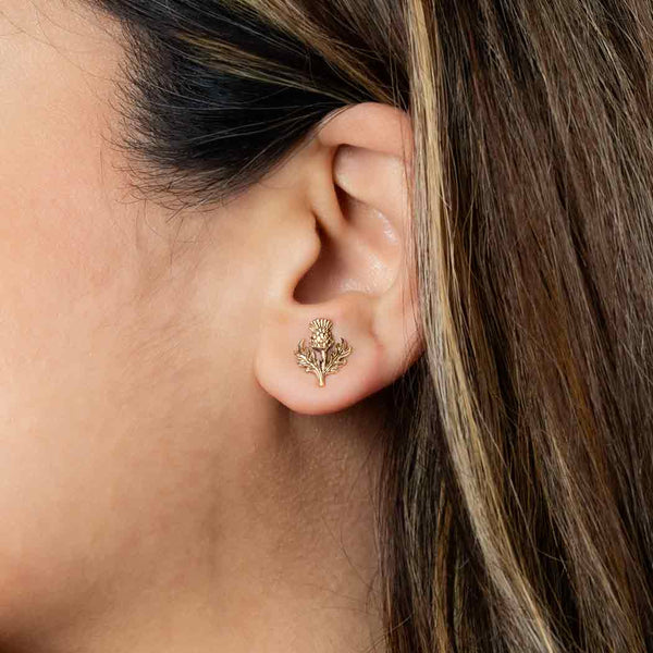 Bronze Dimensional Thistle Post Earrings