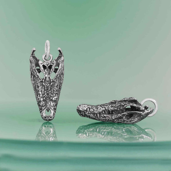Sterling Silver Alligator Skull Charm