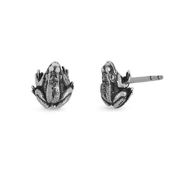 Sterling Silver Dimensional Frog Post Earrings