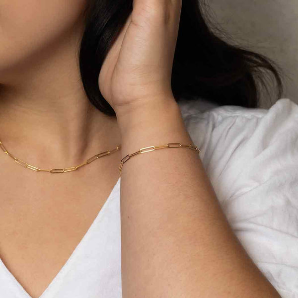 14k Gold Filled Paperclip Chain Bracelet