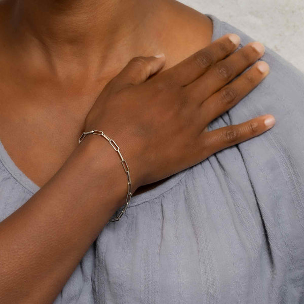 Sterling Silver Chunky Paperclip Bracelet