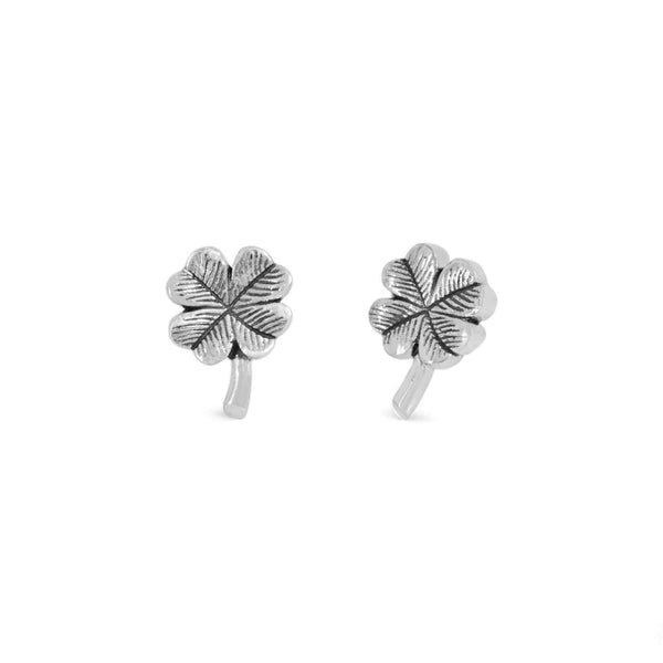 Sterling Silver Lucky 4 Leaf Clover Post Earrings