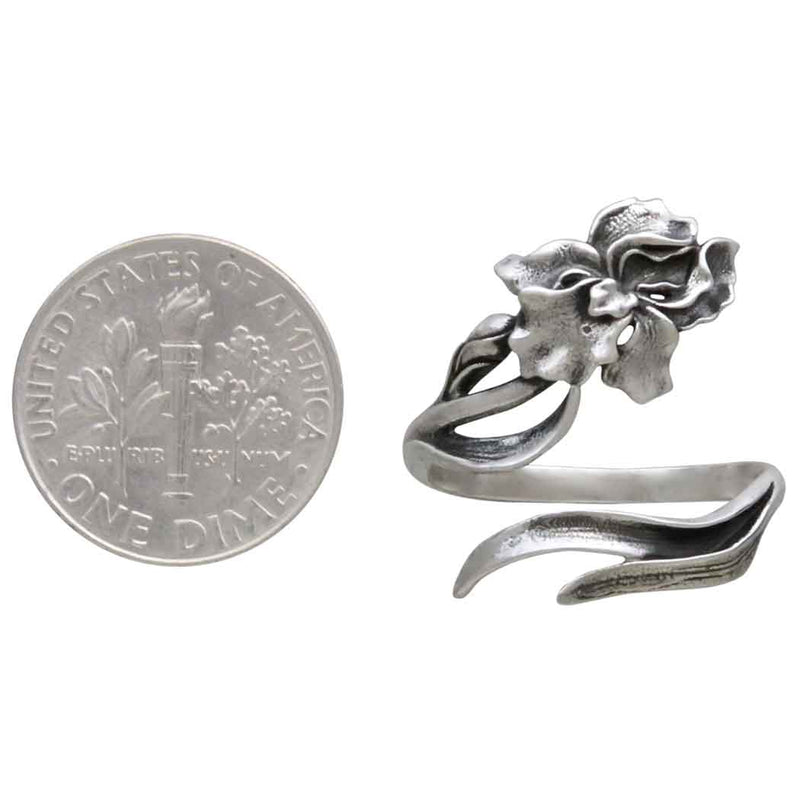 Sterling Silver Adjustable Iris Ring - February Birth Flower
