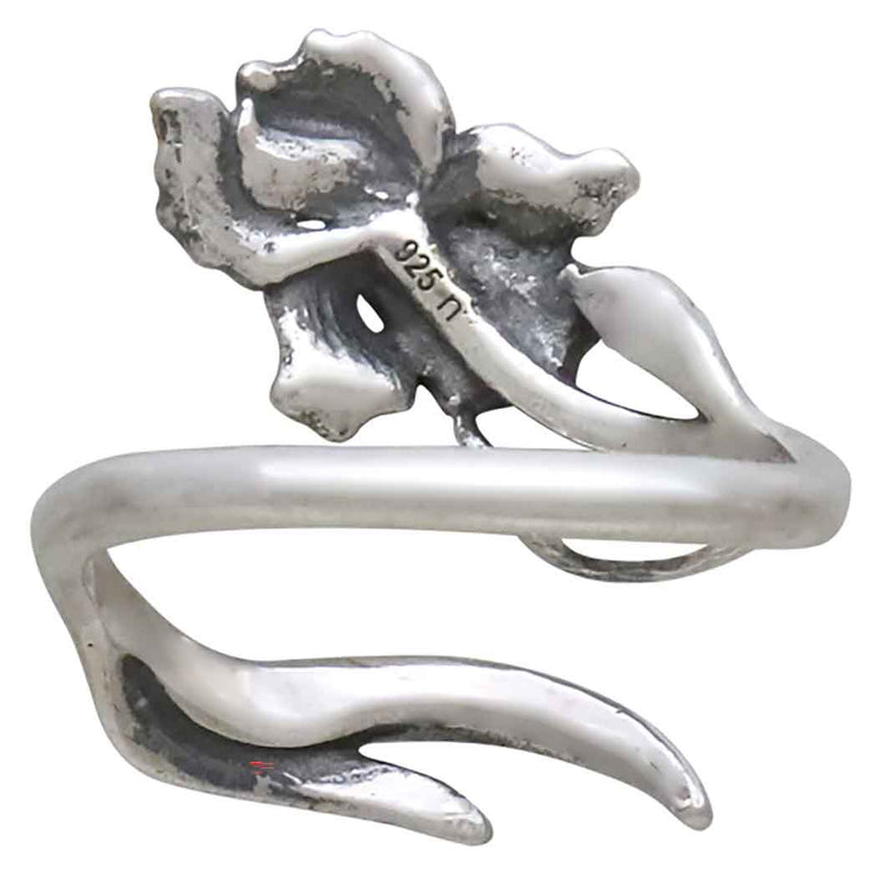 Sterling Silver Adjustable Iris Ring - February Birth Flower