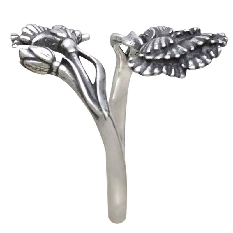 Silver Adjustable Carnation Ring - January Birth Flower