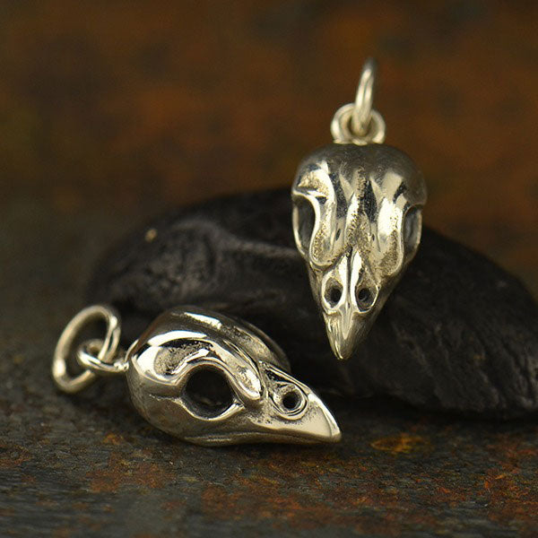 Sterling Silver Small Bird Skull Charm