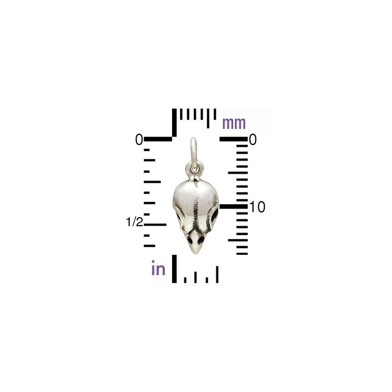 Sterling Silver Small Bird Skull Charm