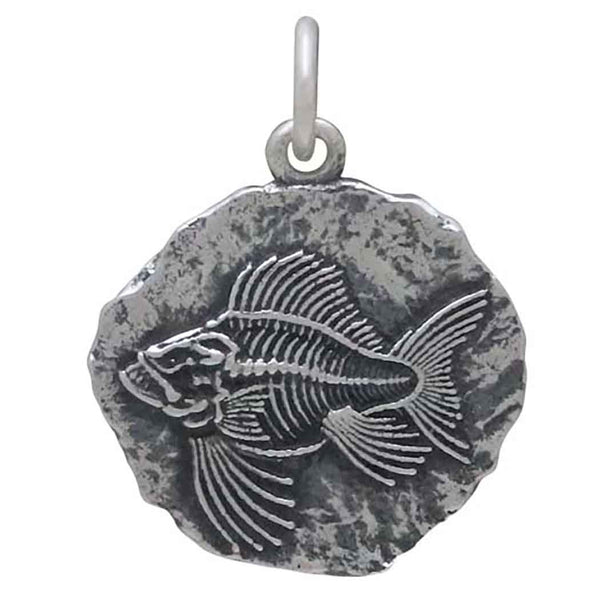 Sterling Silver Angler Fish Fossil Pendant