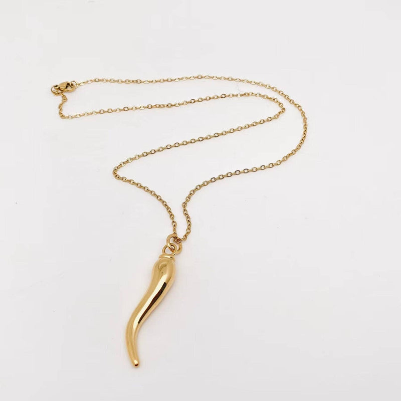 Cornicello- Italian Horn Necklace- Protection and Passion: Yellow Gold