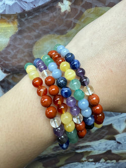 Chakra Mixed Crystal Bracelet - 6mm