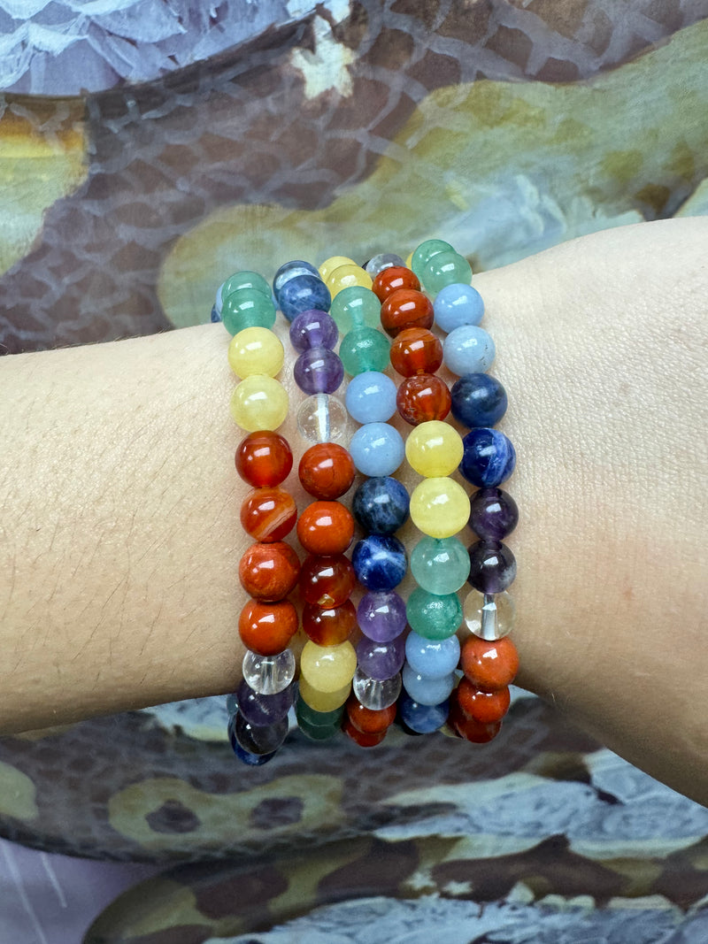 Chakra Mixed Crystal Bracelet - 6mm