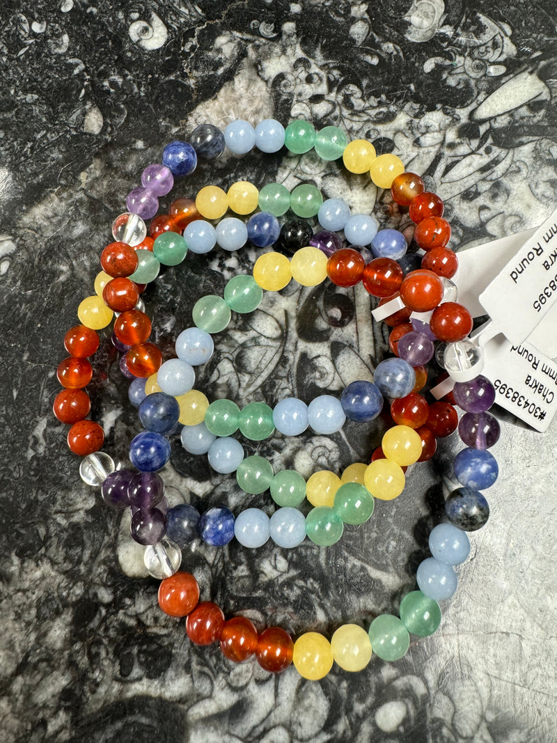 Chakra Mixed Crystal Bracelet - 6mm