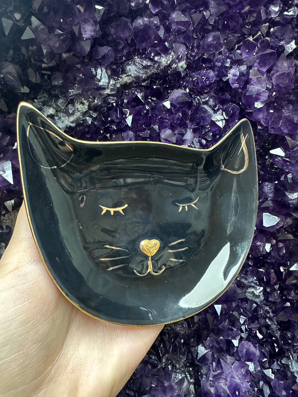 Midnight Cat Ceramic Ring Tray