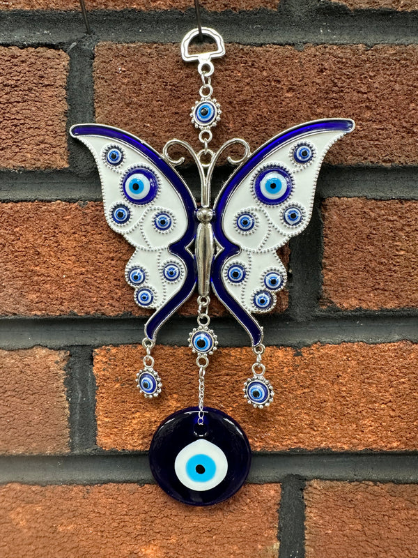 Butterfly Evil Eye Glass Wall Charm - Chime